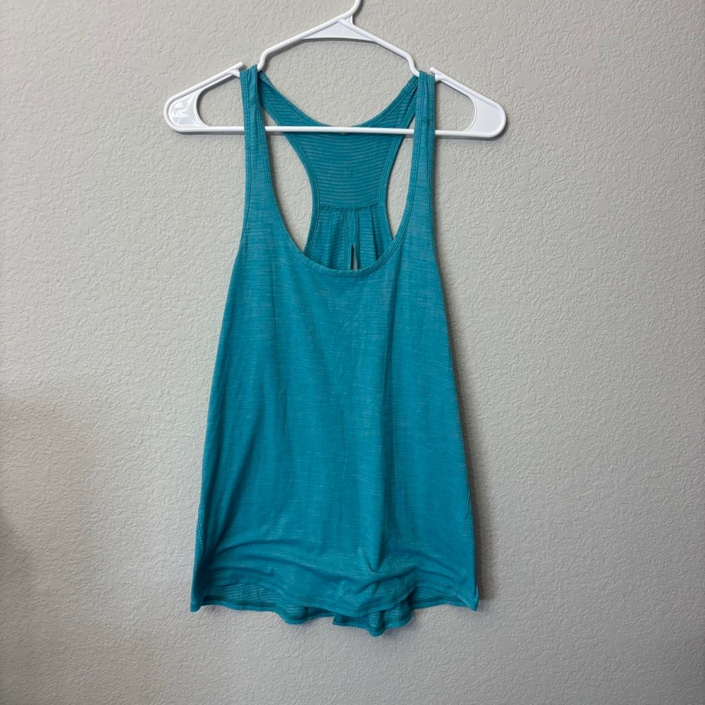 Lululemon Salute the Sun Tank Top Heathered Peacock Blue Size 4 Athletic Shirt
